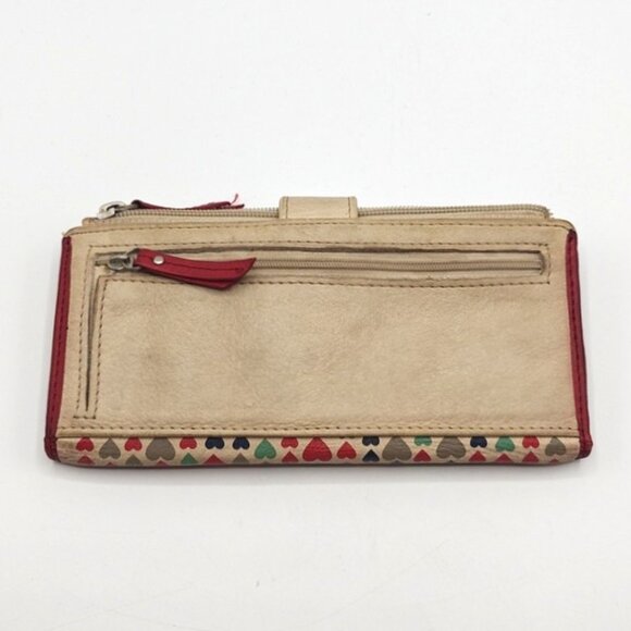 Fossil Wallet Bi-Fold Snap Closure Leather Boho Multicolored ❤️Hearts❤️ - Picture 2 of 6